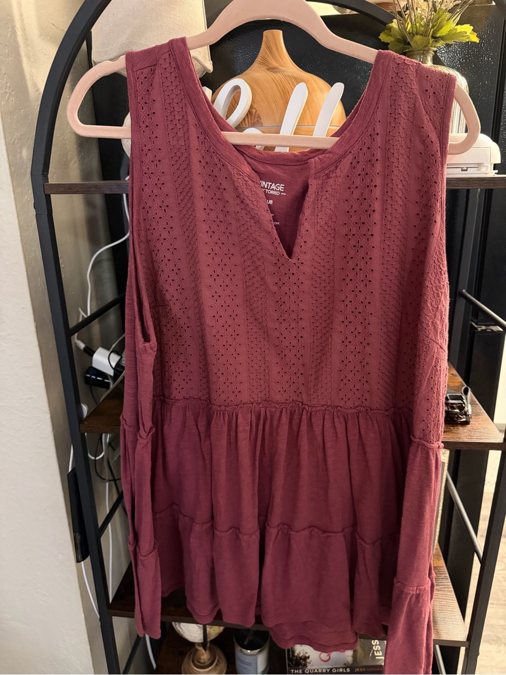 torrid Eyelet Tiered Tank Top - Mauve